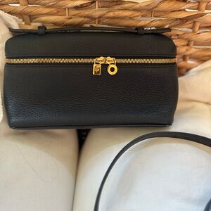 Loro Piana L19 black grained leather bag